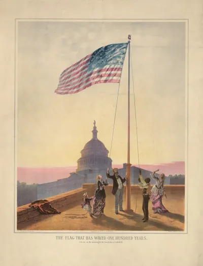 The Flag That Has Waved One Hundred Years A Scene On The Morning Of The Fourth Day Of July 1876