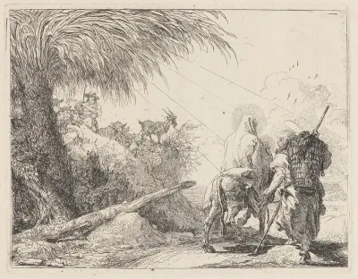 The Flight Holy Family At The Right Joseph Looking To The Left