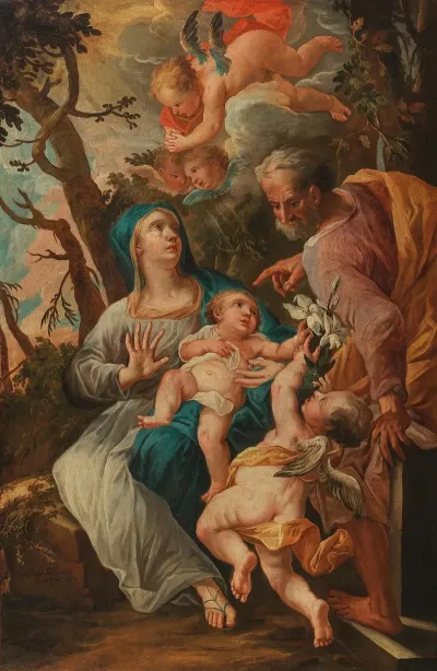 The Holy Family With The Infant Saint John The Baptist And Angels