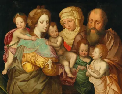The Holy Kinship Anna And Joachim With Maria Cleophas And Her Four Sons