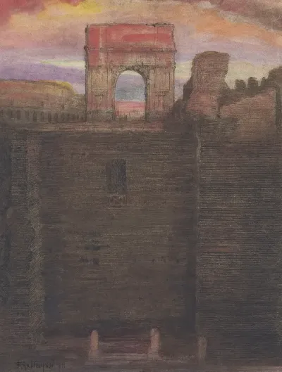 The House Of Vestals And The Arch Of Titus In The Background