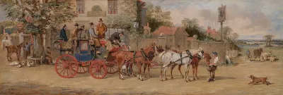 The London Dover Mail Coach Halting For Refreshments Outside An Inn