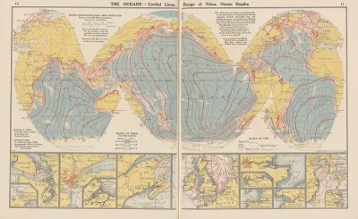 The Oceans Cotidal Lines Range Of Tides Ocean Depths