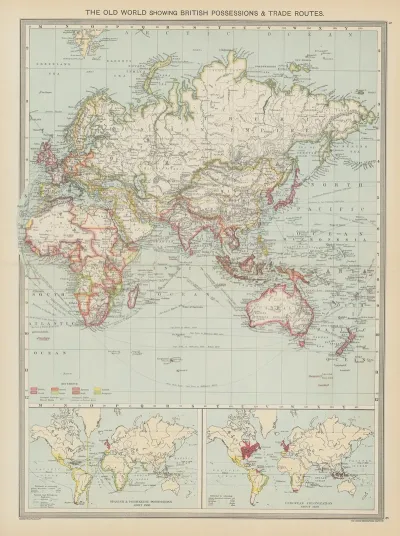 The Old World Showing British Possessions And Trade Routes