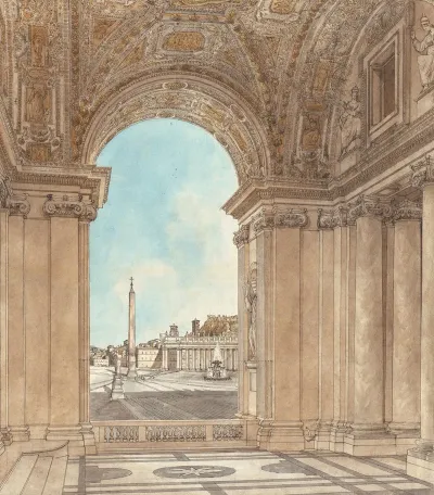 The Piazza Of Saint Peters Seen Through An Arch Of The Basilica