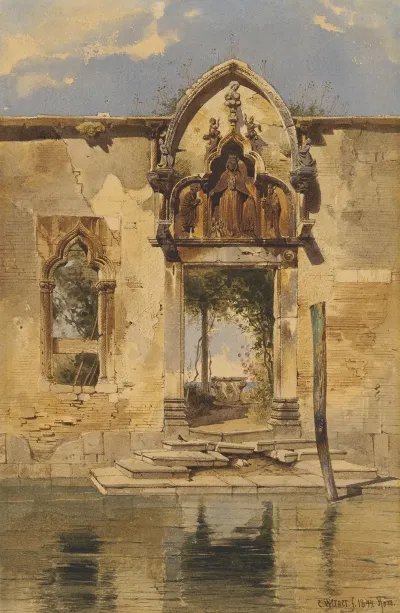 The Portal Of The Madonna Della Misericordia From The Canal