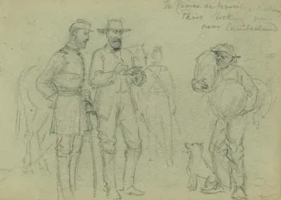 The Prince De Joinville Sketching Paris Looking On Near Cumberland