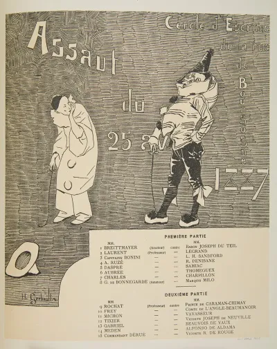The Program Of The Fencing Club Cercle Descrime De La Rue De Bourgogne From April 25 1887