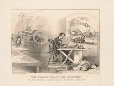 The Progress Of The Century The Lightning Steam Press The Electric Telegraph The Locomotive And The Steamboat 2
