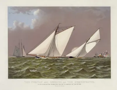 The Puritan And Genesta On The Homestretch In Their Second And Final International Race For The Americas Cup Sept 16th 1885