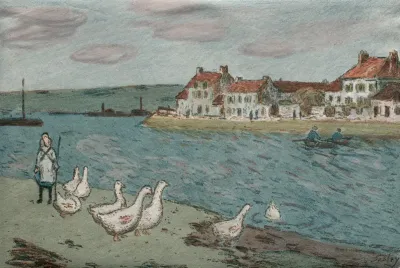The River Bank Or Geese