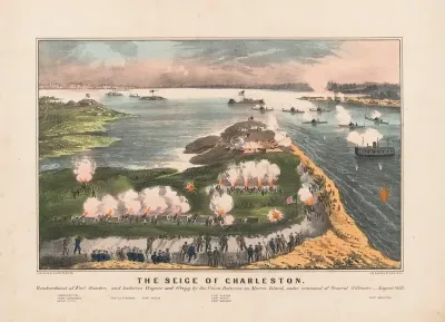 The Siege Of Charleston Bombardment Of Fort Sumter And Batteries Wagner And Gregg By The Union Batteries On Morris Island Under Command Of General Gilmore August 1863