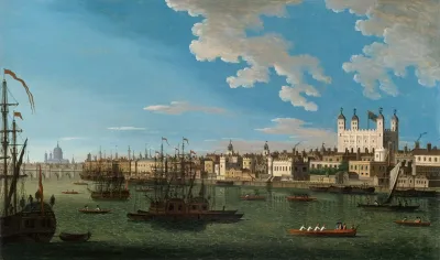 The Thames At The Tower Of London With London Bridge And St Pauls In The Distance