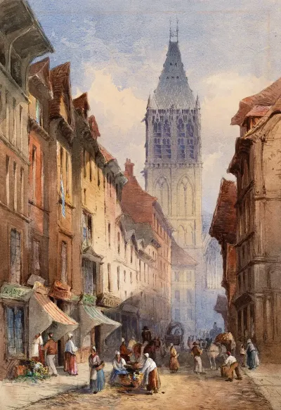 The Tower Of St Romain Church Rouen From Rue Horlogue