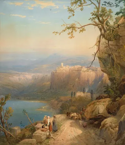 The Town And Lake Of Nemi South Italy