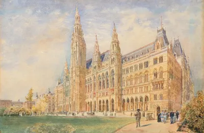 The Vienna City Hall And The City Hall Square With Figures