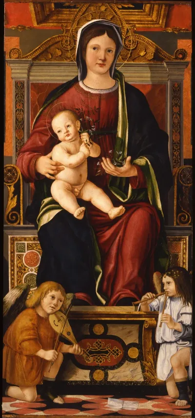 The Virgin And Child Enthroned With Two Musician Angels