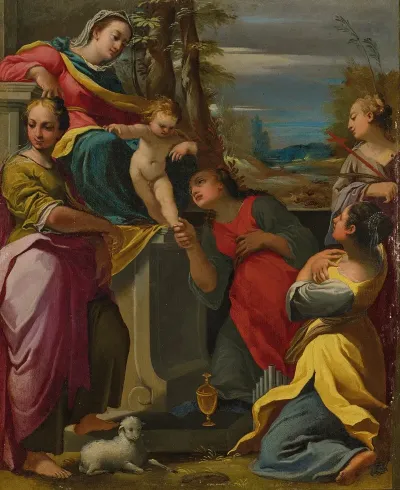 The Virgin And Child With Saints Agnes Mary Magdalene Cecilia And Margaret