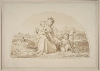 The Virgin And Child With The Infant John The Baptist And A Lamb In A Landscape