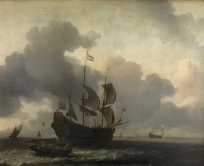 The Warship De Jacob At Anchor