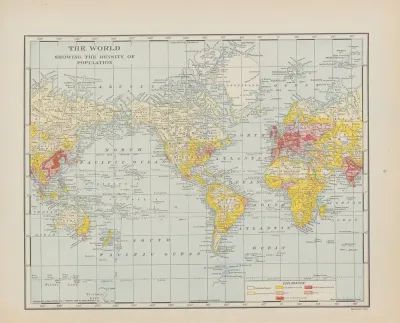 The World Showing Density Of Population