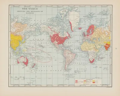 The World Showing The Religions Of Mankind