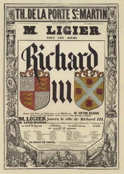 Theatre De La Porte Saint Martin Pour Les Representations De M Ligier Richard Iii