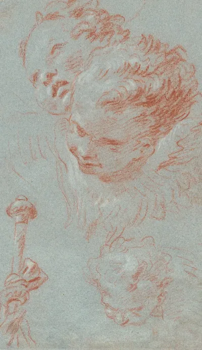 Three Cherubs And A Beribboned Staff