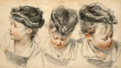 Three Head Studies Of A Girl Wearing A Hat