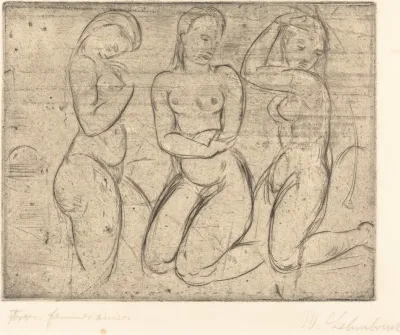 Three Kneeling Women Drei Frauen Knied