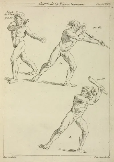 Three Male Figures In Twisting Positions