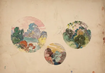 Three Preparatory Drawings For Plates With Landscapes