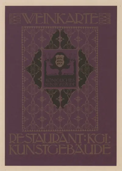 Titelblatt Der Weinkarte Restaurant Kgl Kunstgebaude Zu Stuttgart