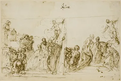 To Kompositionsskitser Til Votivmaleriet Af Doge Pasquale Cicogna Sala Del Pregadi Dogepaladset Venedig