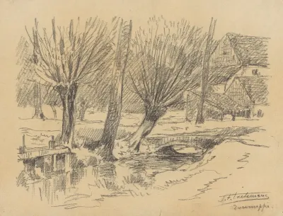 Tourneppe Dworp Petit Canal Borde De Saules Avec Ecluse Petit Pont Et Grande Ferme A Larriere Plan