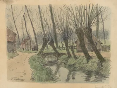 Tourneppe Dworp Petit Canal Borde De Saules Pont Et Maisonnettes