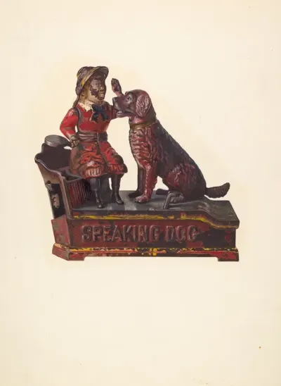 Toy Bank Speaking Dog And Figure
