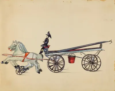 Toy Hook And Ladder With Two Horses