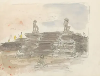 Trap Geflankeerd Door Beelden Van Leeuwen Bij De Angkor Wat Tempel In Cambodja