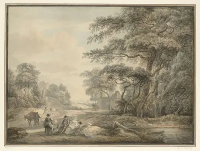 Travellers Halted In A Wooded Landscape