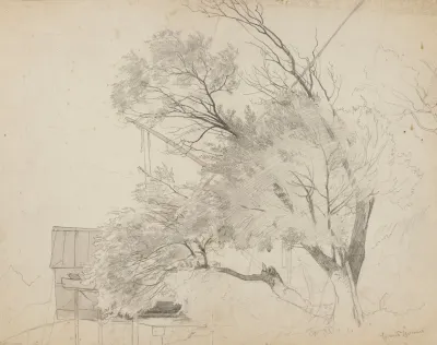 Trees And A Shelter Against The Mountains Near Bad Sackingen