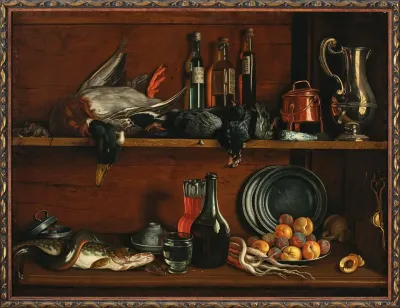 Trompe Loeil Cabinet In The Pantry With Wild Fowls Fish And Fruit