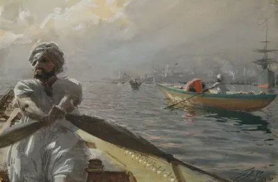 Turkish Boatman In The Constantinople Harbour