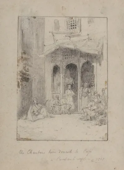 Turkish Singer In Front Of A Cafe In Constantinople