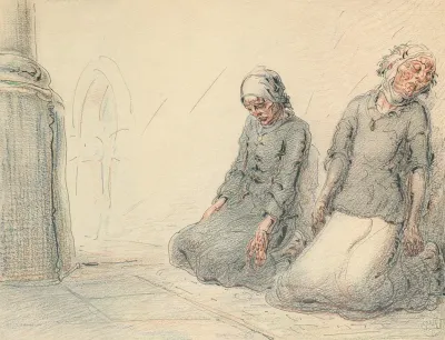 Twee Geknielde Vrouwen In Een Kerk