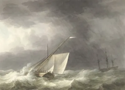 Twee Zeilschepen Op Woelige Zee