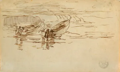 Two Dories Being Launched England