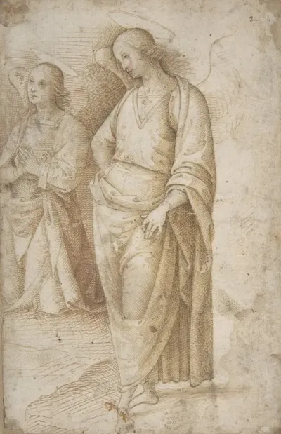 Two Figures Of Angels Standing