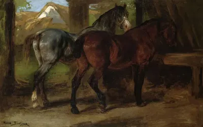 Two Horses In A Stable