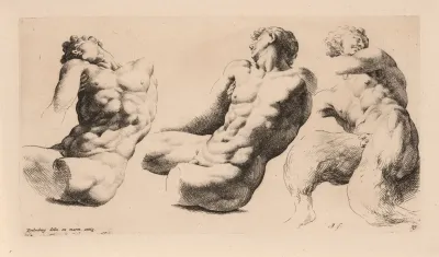 Two Male Torsos And A Faun
